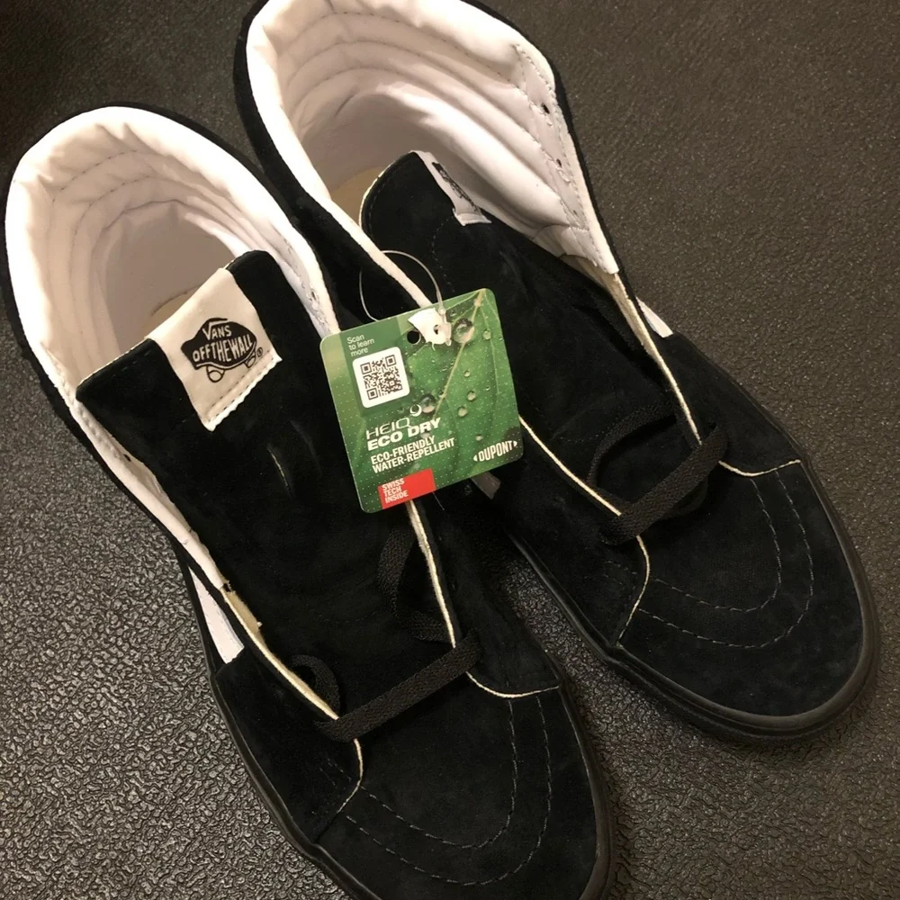 25. Vans Sk8-Hi pig suede black/black eco dry water repellent W9.5/M8 - Picture 3 of 9